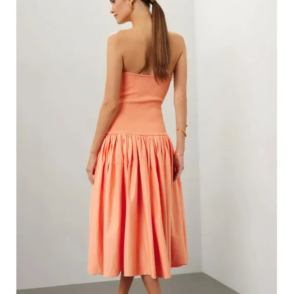 Alexis Sherbet Orange Fit Flare Midi Dress MEDIUM Drop Waist Party Designer $550 - Image 2