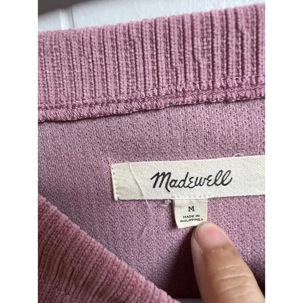Madewell Striped Jacquard Funnelneck Top Soft Ribbed Woodrose Pink Medium - Image 2