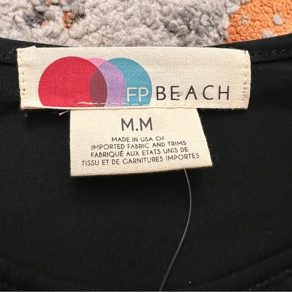 FREE‎ PEOPLE Beach Vance Mini Dress Keyhole Long Sleeve Size M NWT - Image 3