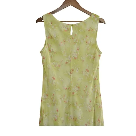Studio Y Vintage 90s‎ Teacher Yellow Floral Sleeveless Midi Dress Size 13/14 Made in USA - Image 6