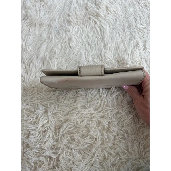 Vintage Coach Beige Leather Turnlock Wallet Clutch Foldover Billfold Card Holder - Image 5