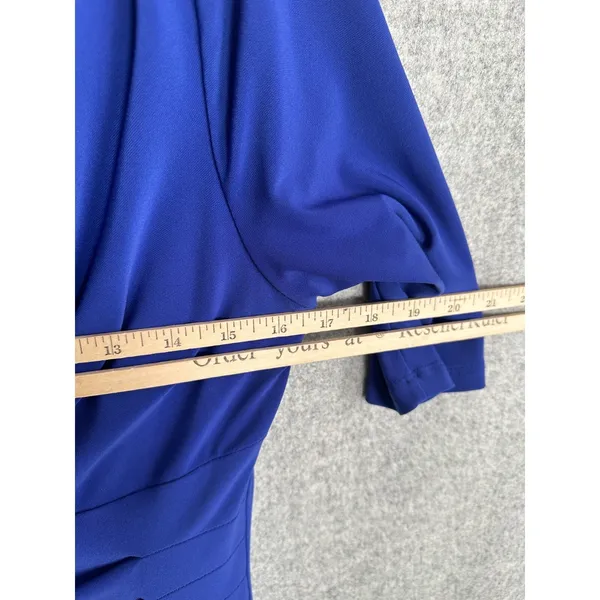 Lauren‎ Ralph Lauren Womens Dress Size 10 Blue Stretch Sheath Ruched Bodycon - Image 8
