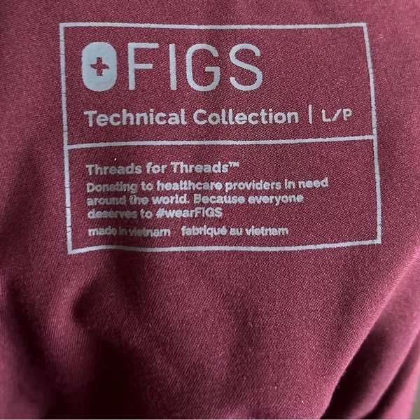 FIGS Technical Collection Kade Cargo Scrub Pants Burgundy Size Large - Image 4