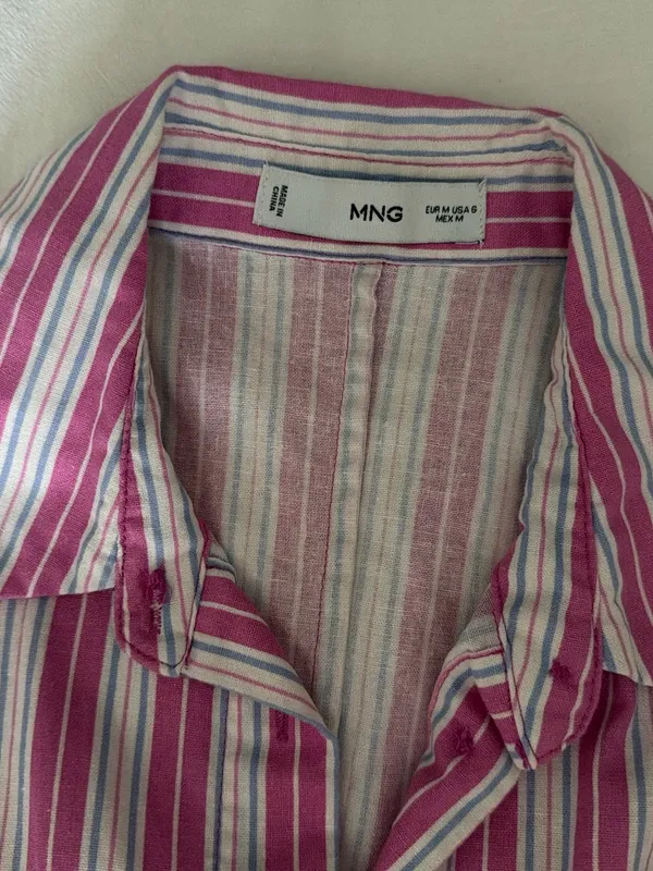 Mango Pink purple and White Striped Button-Up dress small 6 perfect for US open - Image 4