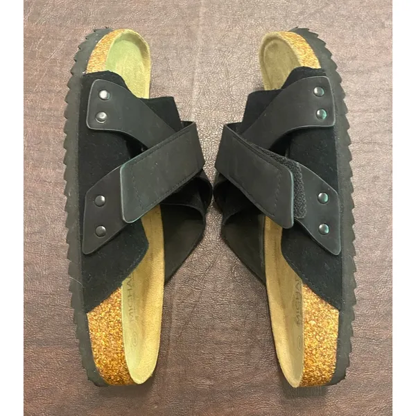 Michael by Michael Shannon Cork Footbed Sandals Black Strappy Slide Size 8 - Image 6