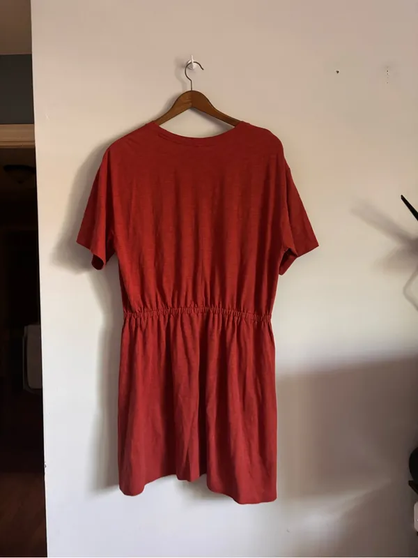 Old Navy Waist Defined Short Sleeve Fox Orange Slub Knit Mini Dress - Image 8