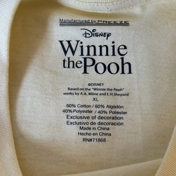 Disney Winnie the Pooh Yellow Cross Stitch‎ Embroidered Bumble Bee T-Shirt XL - Image 5