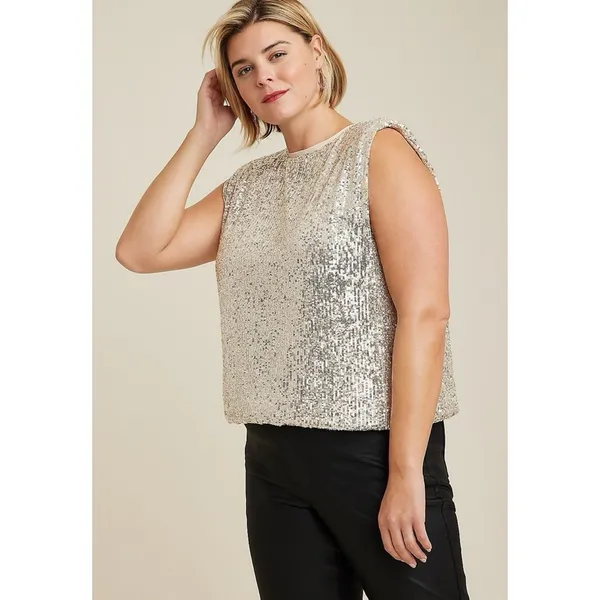 Maurices‎ Edgely™ Sequin Padded Shoulder Top 1X NWT - Image 4