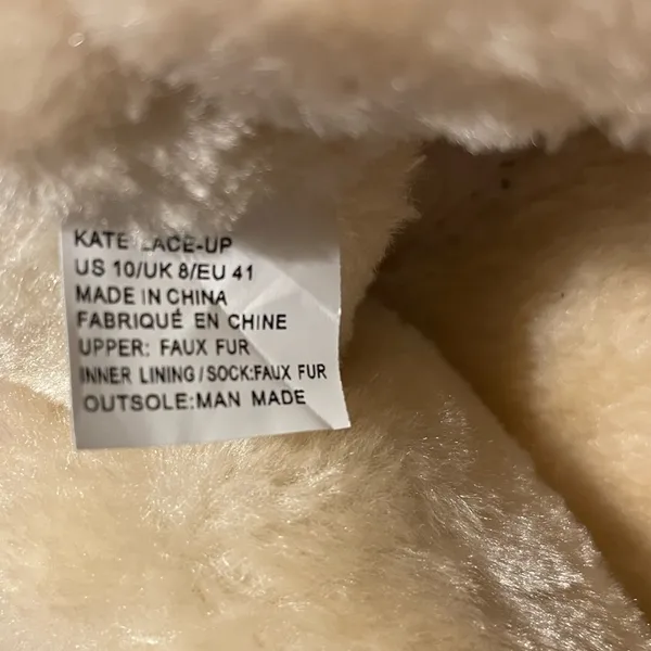 Just Fab Katie Lace-Up Beige Faux Fur Fuzzies Size 10 - Image 4