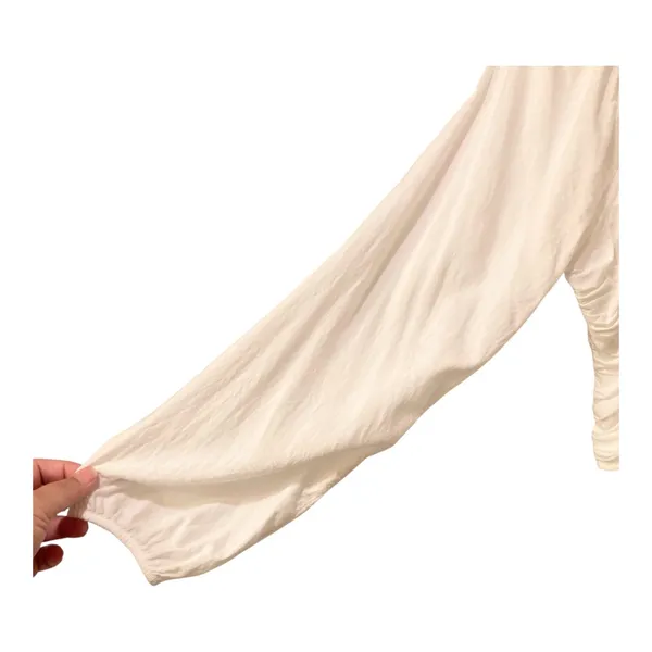 Hollister Long-Sleeve Ruched Bodice Top in White Size Large EUC - Image 5