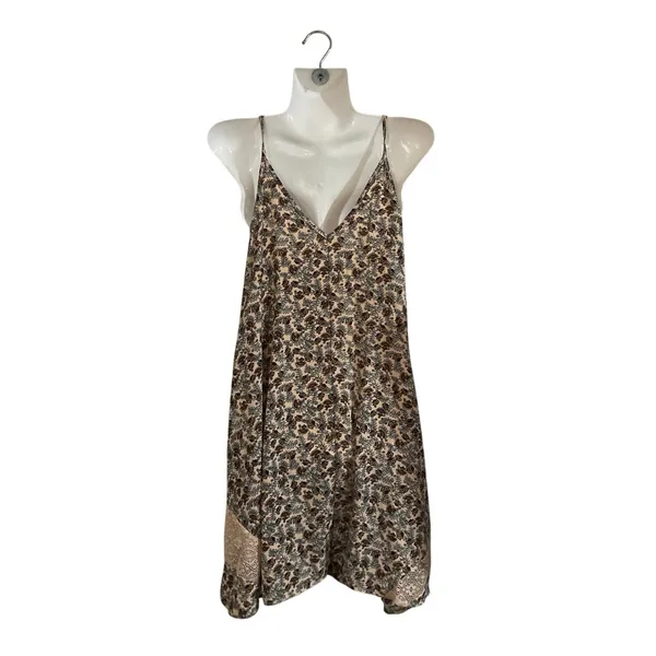 Kendall & Kylie Spaghetti Strap Boho Babydoll Swing Slip Dress M Floral Ditsy - Image 2