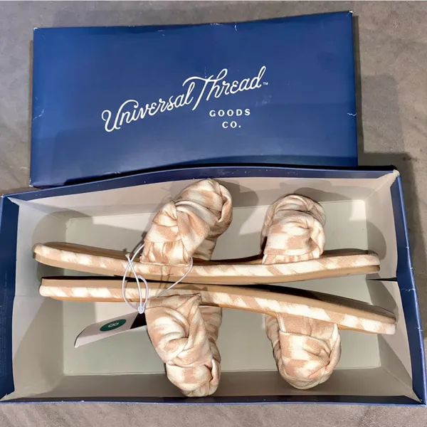 Universal Threads NIB Knotted Women’s Sandals/Double Straps Open Toe Slide On/Tan - Image 5