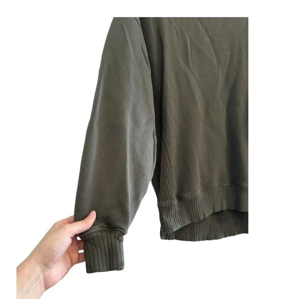 Aerie Oversized Olive Green Mock Neck Ribbed Pullover Sweater Sweatshirt // XXS - Image 3