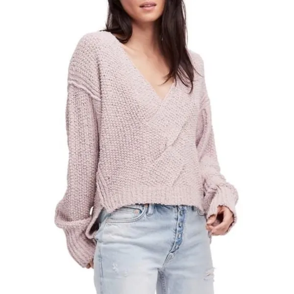 Free People Purple Coco V Neck Knit Sweater - Image 4