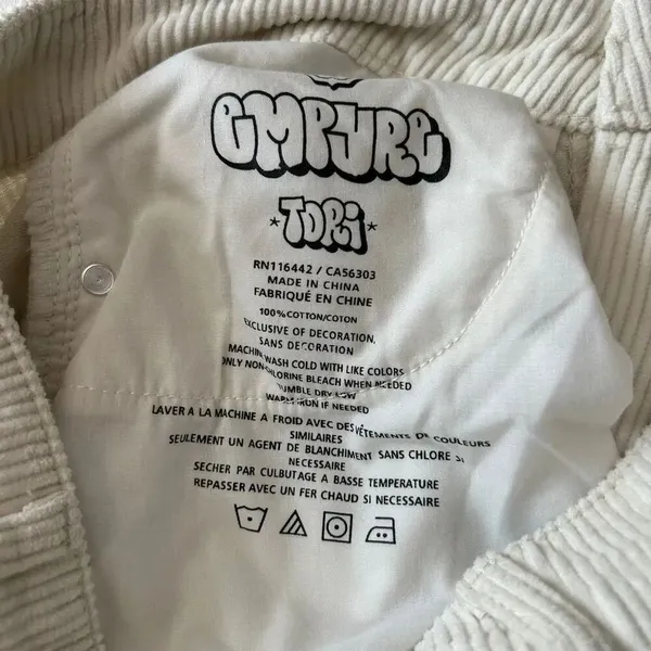 Empyre Tori Size 0 Off White Corduroy Skate Pants Baggy Y2K 90s - Image 5