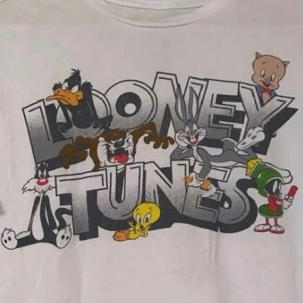 Looney Tunes Graphic T Shirt Large White Cartoon Bugs Bunny Vintage Style‎ - Image 2