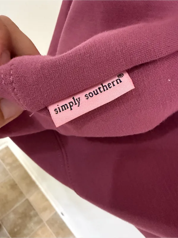 Simply Southern Rose Plum Half-Zip Pullover Women size Large - Image 4
