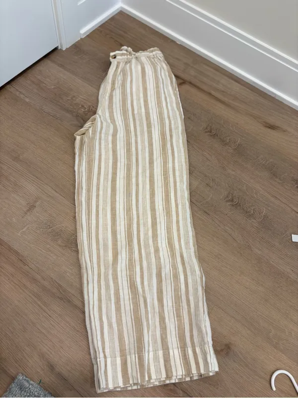 Faherty Monterey 100% Linen Elastic Waist Wide Leg Pants Size Small - Image 2