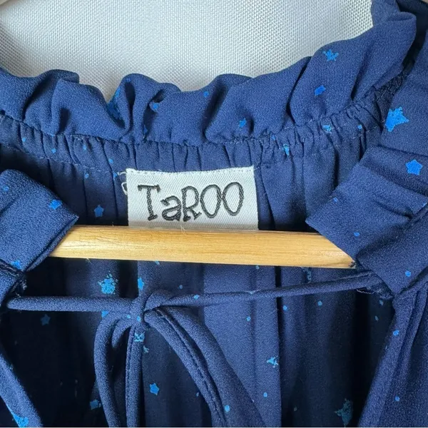 Boutique Taroo Blue Star Print Cinch Waist‎ Mini Dress S - Image 4