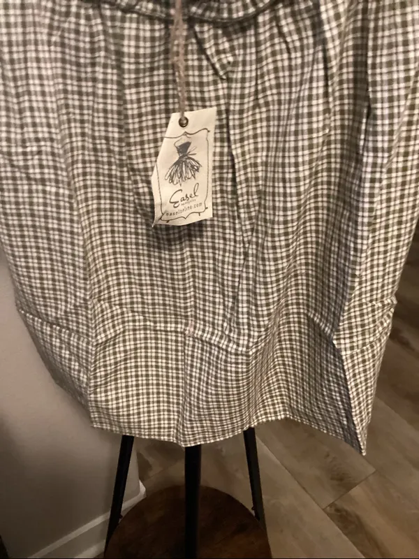 Easel Off-Shoulder Smocked Plaid Top - Beige/green - Image 4