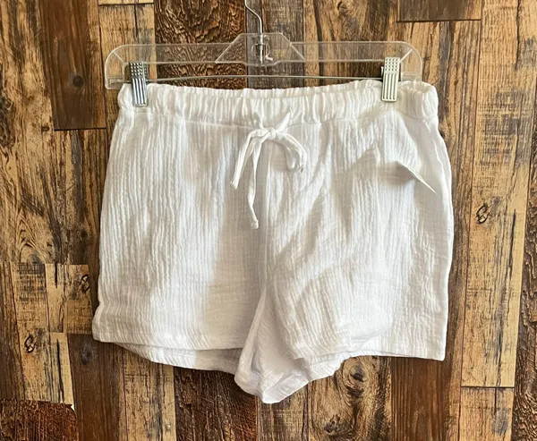women white shoes with drawstring and elastic waist size xs - Image 2