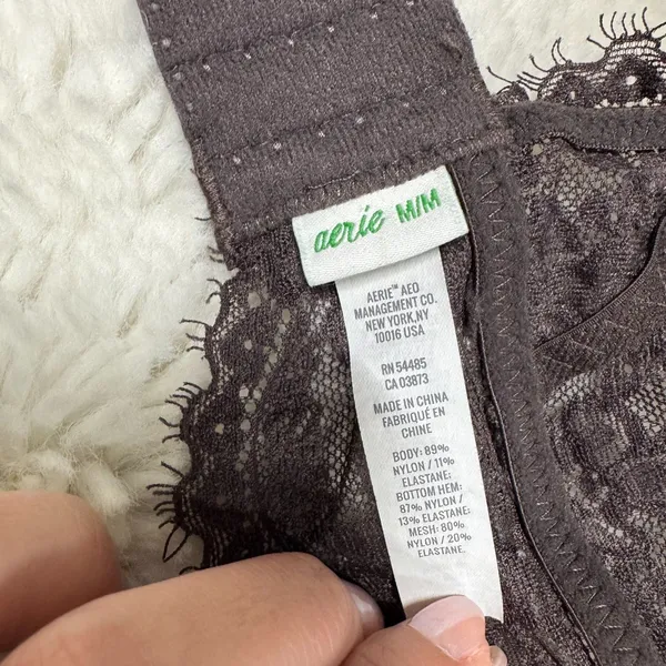 Aerie Brown Lace Bralette | Floral Lace | Size M - Image 3