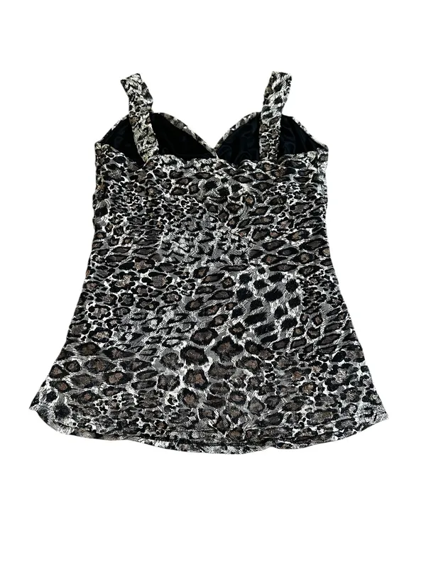 Express Mesh Lace Animal Print Babydoll Ruched Y2K Indie Sleaze Edgy Mob Wife - Image 7