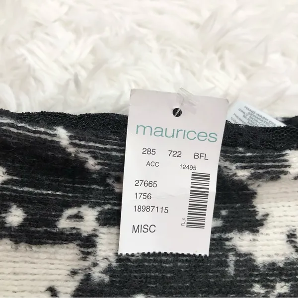 Maurices Tie Dye Cow print Reversible Lace infinity Scarf Black‎ White OS - Image 2