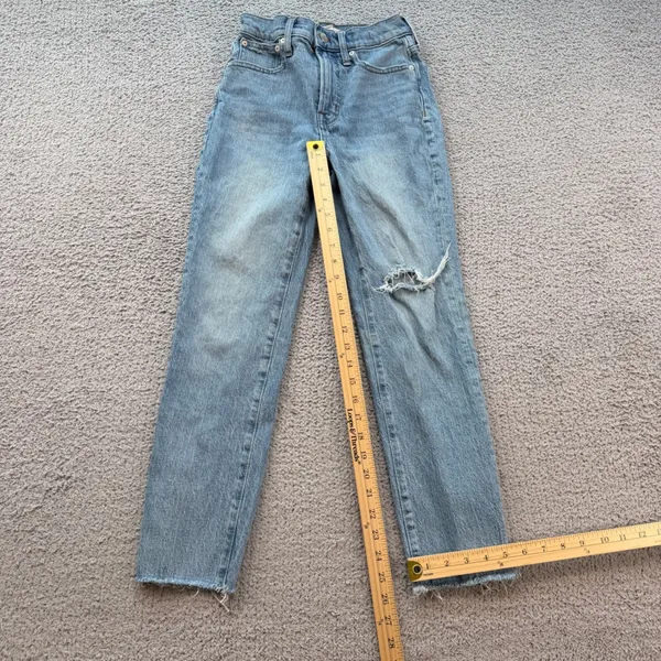 Madewell The Perfect Crop Jeans Light Wash Distressed Raw Hem Size 24 - Image 3