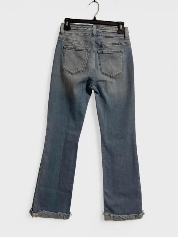 KanCan Faded Light Blue Flare Jeans with Frayed Hem - Image 4