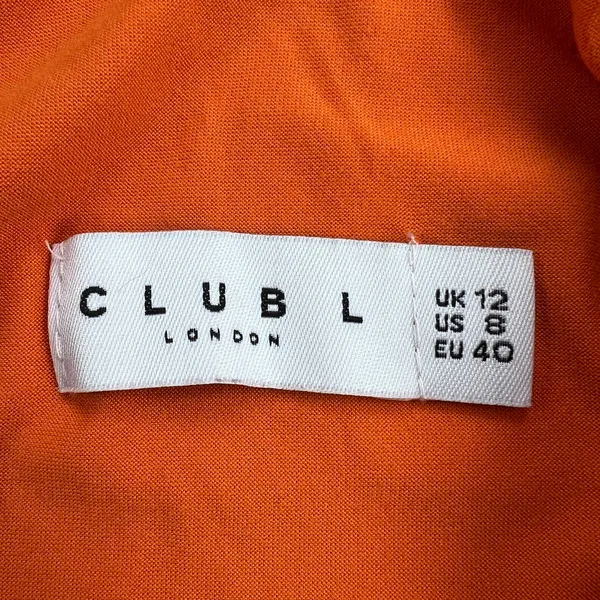 Club L London Orange Twist Strap Bodycon Jersey Stretch Midi Dress Size US 8 - Image 7