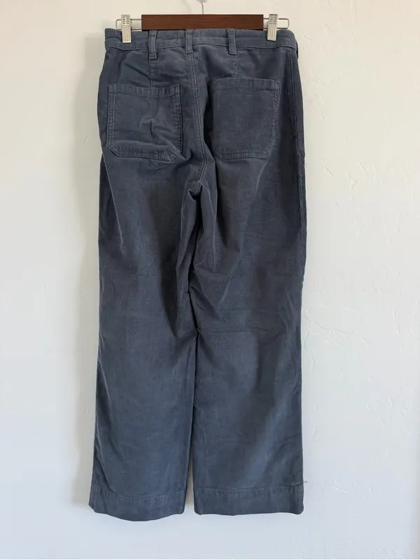 Marine Layer Bridget Corduroy Wide Leg Crop Pants Size 4 Blue Gray Button Front - Image 3