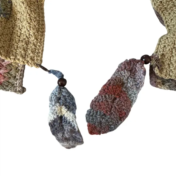 Handmade Crochet Poncho Shawl Wrap Multicolor Tassel Open Sleeve Boho‎ OS - Image 6