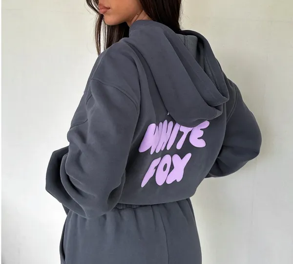 White Fox Hoodie Boutique Grey - Image 2
