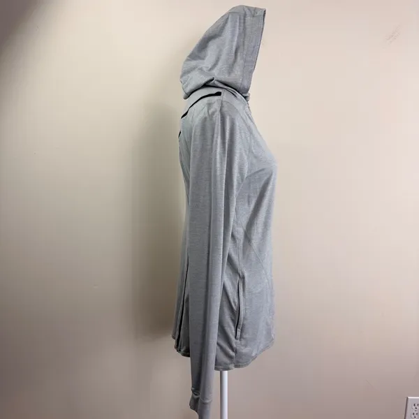 Gymshark Womens Grey Marl‎ Full Zip Training Hoodie Thumbholes GLTT4463 Large - Image 2