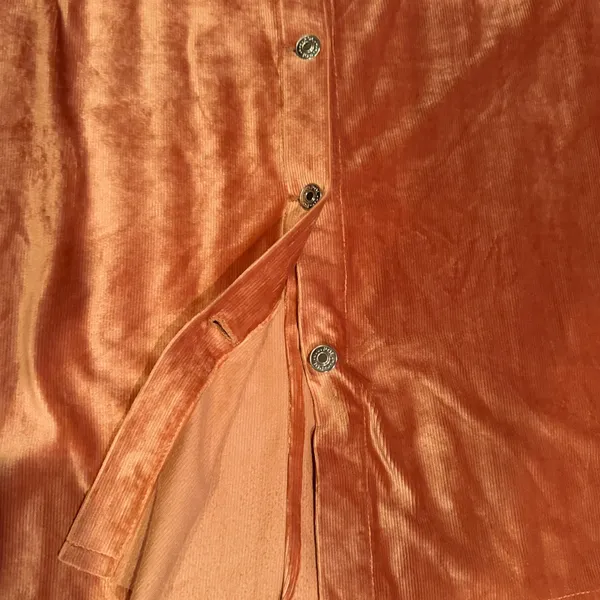 POL‎ Corduroy Button Front Mini Skirt Terracotta Pink Size S Boho A-Line Skirt - Image 6