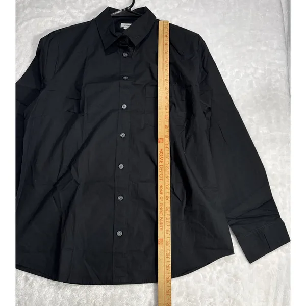 J. Crew Petite Button-Up Cotton Poplin Shirt Long Sleeve Womens L Petite Black - Image 9
