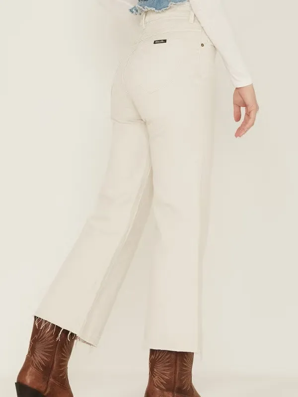 Rolla’s Eastcoast Crop Flare High Rise Salt Wash Sz 27 Off White - Image 2