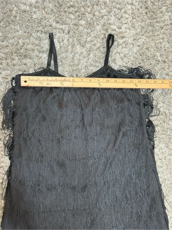 Dreamgirl Black Flapper Fringe Mini Dress Party Dance Women’s Size L - Image 9