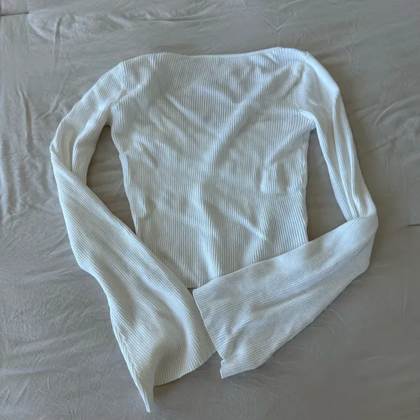 White H&M ribbed top  - Image 3