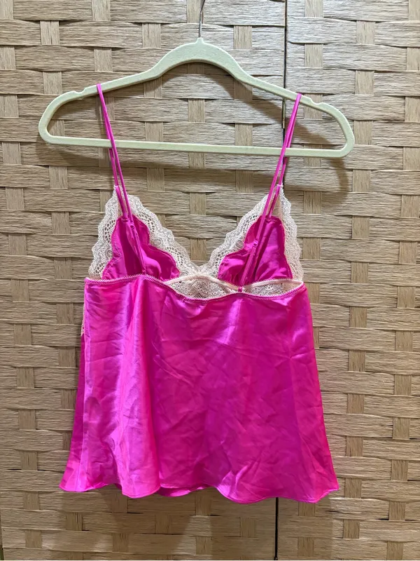 Vintage Victoria’s Secret pink lace babydoll top Coquette Girl Mermaidcore Sz M - Image 3