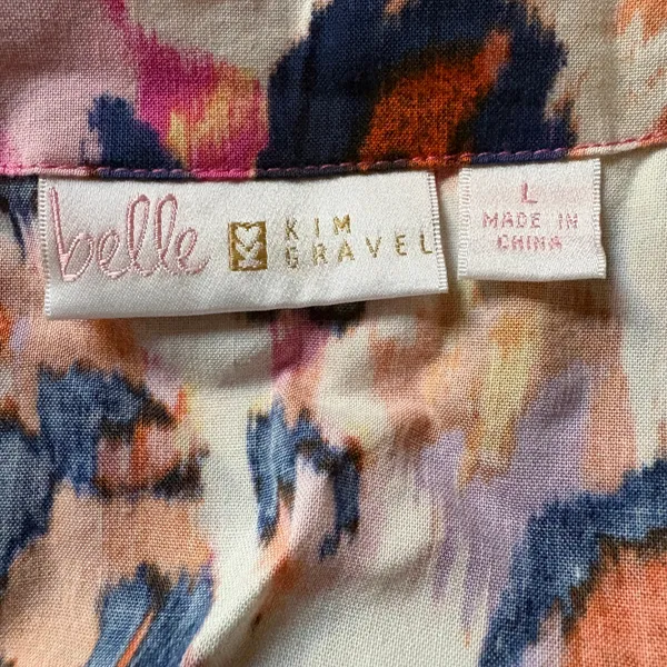 Belle by Kim Gravel Abstract Animal Print Blouse Size L - Image 3