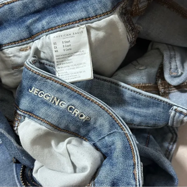 American Eagle Women Blue Jegging Crop Jeans Next Level‎ Stretch size 0 Short. - Image 9