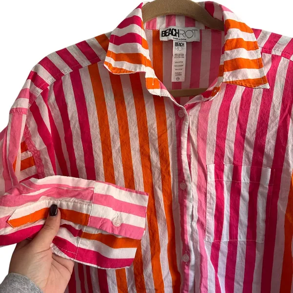 BEACH RIOT Alexa Top Sunset Stripe Button Down Small/Medium‎ - Image 6