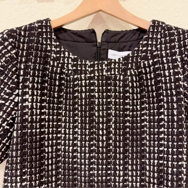 Lost + Wander Femme Forte Tweed Shift Dress in Black Ivory Size Small NWT - Image 8