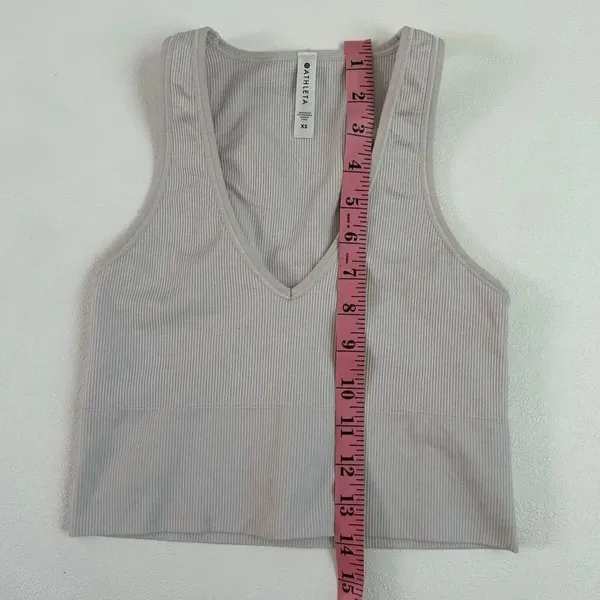 Athleta Ribbed Crop Tank Top Women’s XS Gray V-Neck Sleeveless Activewear - Image 5