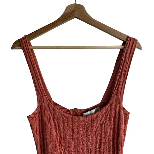 Free People FP Beach Short & Sweet Mini Dress Knit Sz S Sleeveless Reversible Rust - Image 4