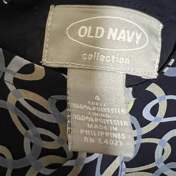 Vintage 90s Old Navy Collection Maxi‎ Skirt Navy Blue Ring Print Size 4 Spring - Image 2