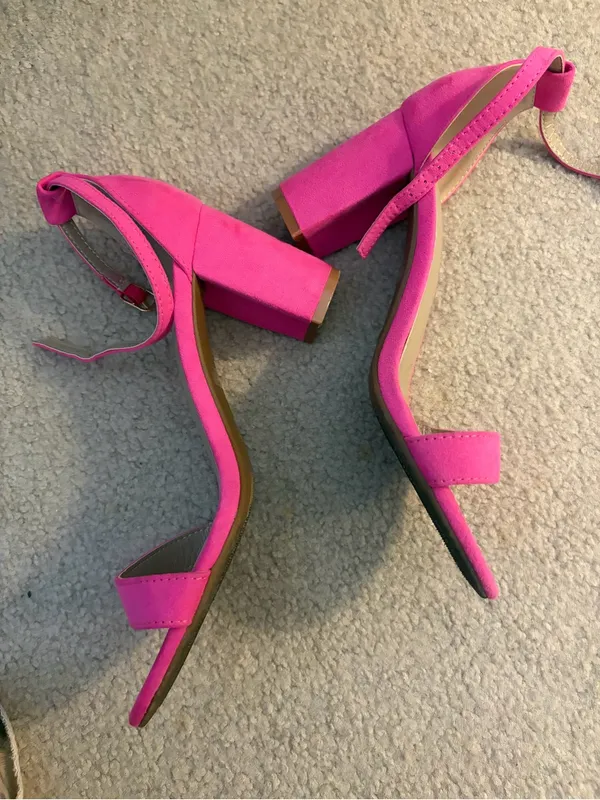Women’s Hot Pink Block Heel Sandals with Ankle Strap - Image 2