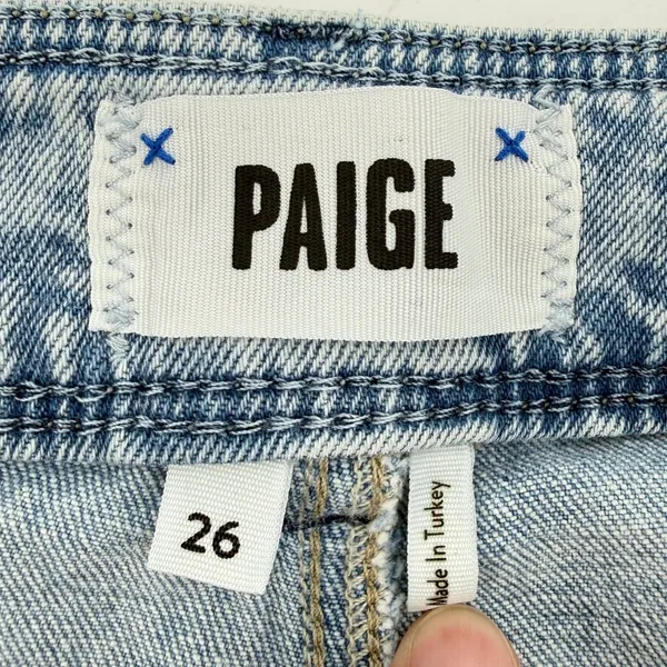 Paige Anessa High Rise‎ Wide Leg Jeans Light Blue Wash Women 26 Raw Hem Denim - Image 5